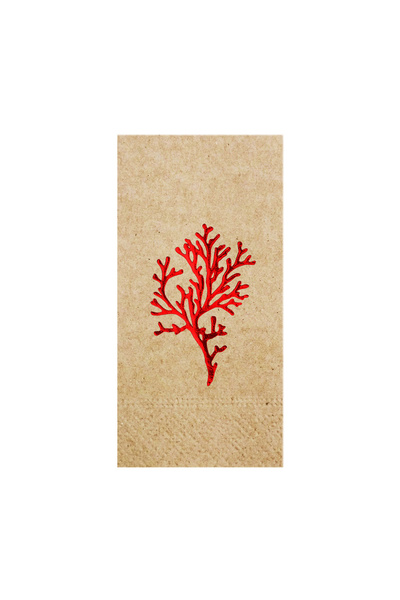 Story 33X33 cm Red Foil Seaweed Marine Patterned 16-Piece 1/8 Fold Kraft Colo...