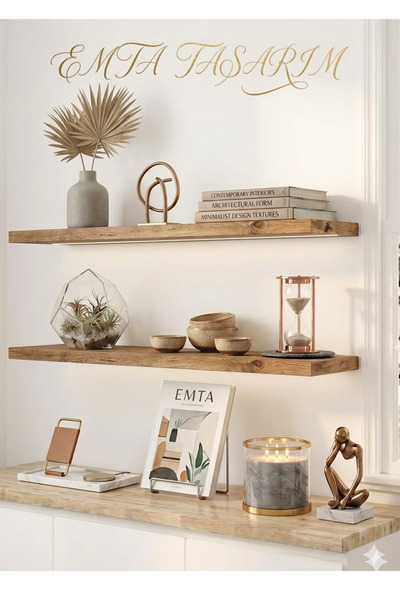 emta tasarım 60 *14 cm 2 li set atlantikçam duvar rafı gizli montaj dekorasyo...