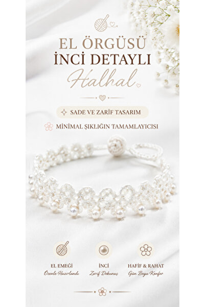 NEHOLİA Hand Knitted Anklet Women's Anklet Beaded Pearl-Colored Wedding Dress...