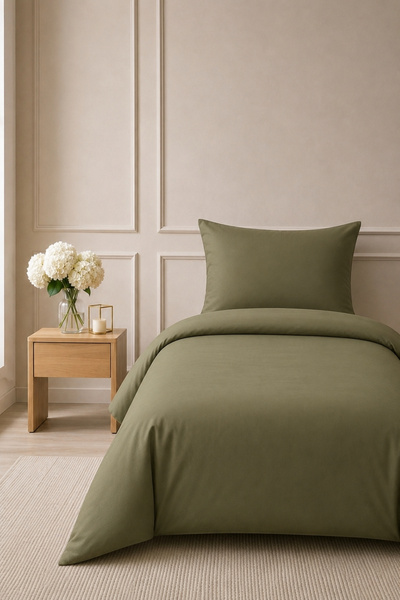 Anılsan Elif Satin Plain Single Set Buttoned Duvet Cover Quilt Cover 100% Cot...