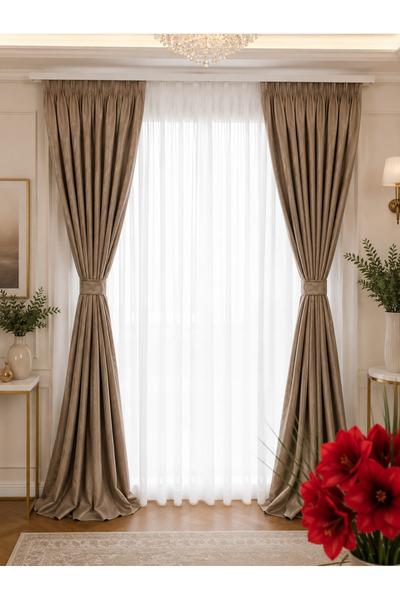 Liz Line Set doua draperii blackout, tesatura tip in, cu rejansa pentru bara,...