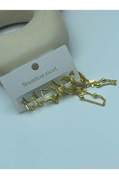 BİJU YILMAZ 26clk143- gold multi star charm earring set