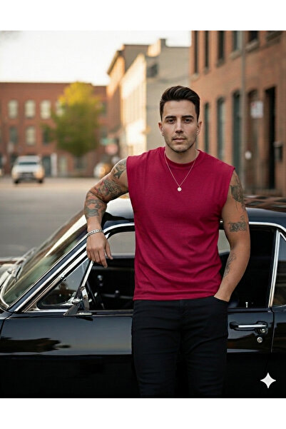 FAVORİST Plain Unprinted Zero Sleeve Men's T-Shirt Muscle