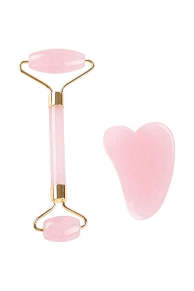 OEM Dispozitiv pentru masaj facial, cu doua role si spatula, roz