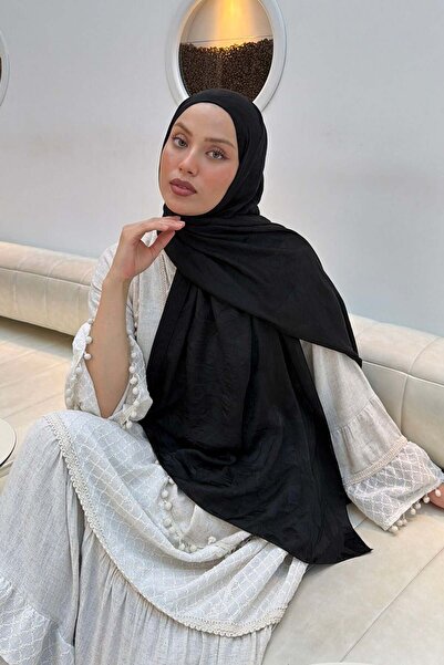 lamelif شال أيروبين فلوش جاكار بنمط أشجار باللون الأسود