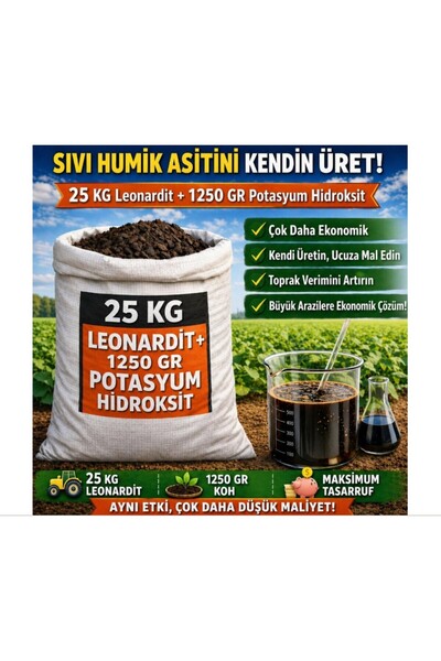 LEONARDİT Sıvı Humik Asit Yapımı İçin ve Potasyum Hidroksit Seti - 100 Litrel...
