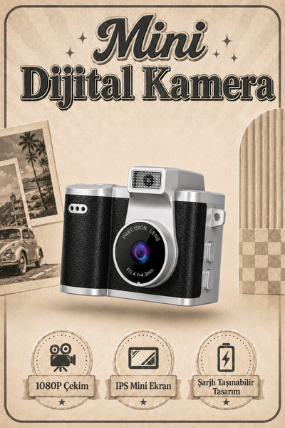SEYUTECH Retro Mini Dijital Fotoğraf Makinesi 1080P HD Selfie Video Vlog Kame...