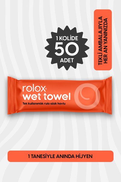 Rolox Wet Towel - 50 Pack - Disposable Roll Wet Towels - Bodrum Tangerine Scented