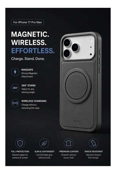 Generic iPhone 17 Pro Max Magnetic Ring Stand Case – Shockproof MagSafe Cover