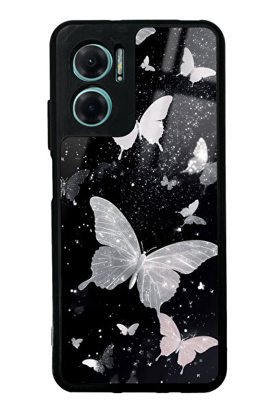 Spoyi Xiaomi Redmi Note 11E Kelebek Tasarımlı Glossy Telefon Kılıfı