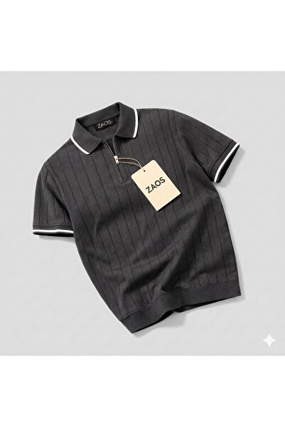 zs zaos fashion Ανδρικό βασικό κοντομάνικο καλοκαιρινό πλεκτό μπλουζάκι από 1...