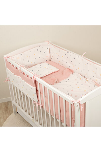 Kidizi Lenjerie patut bebe 120x60 cm Color Hearts din muselina dubla 6 piese ...