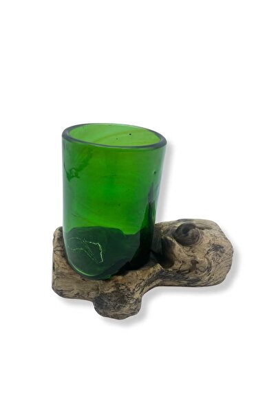 Namaruna Vază decorativă din sticlă de bere reciclată - Mică, pe bază de lemn