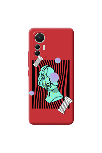 Other Xiaomi Mi 12 Lite Columns Red Colored Silicone TPU Θήκη