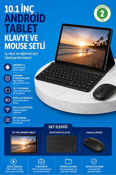 SAYARMARKT Android 15 İşletim Sistemli Tablet Klavye Mouse ve Kalem Dahil Set