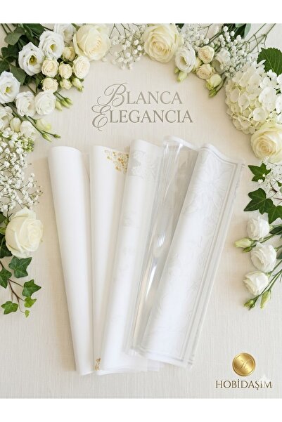 hobidaşım Blanca Elegancia - 56x56 cm Lüks Çiçek Ambalajı (2x 10'lu Set)