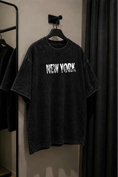 valeriae Πλενόμενο μπλουζάκι Oversize Unisex, Πλυμένο Vintage Street Style, Μ...