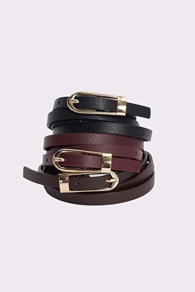 Tudors Ženski zlatni kopča 110 cm set od 3 crno-bordo crveno-smeđe kaiševa