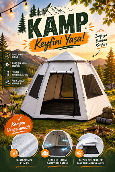 Vadi Geniş Aile Kamp Çadırı Su Geçirmez Çok Kişilik Outdoor ve Glamping Çadırı