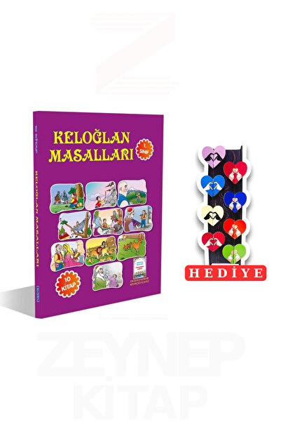 Parıltı Yayınları 1.Sınıf Keloğlan Masalları 10 Kitap Set (8'li Kalp Ayraç He...