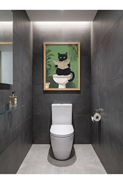 Creatick Design Banyo Tuvalet Duvar Tablosu Duvar Dekoru Doğal Ham Ahşap Çerç...