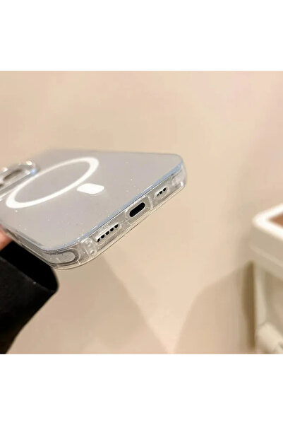 Zebana Apple iPhone 14 Plus Glow Taşlı Silikon Kılıf - Gri