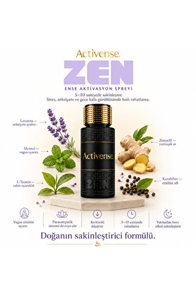 Activense Zen Stres Karşıtı ve Uyku Rahatlatıcı Aromaterapi Aktivasyon Spreyi 50ml