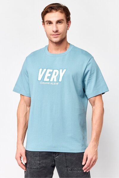 Calvin Klein Jeans Men Crew Neck Short Sleeve Graphic Print T-shirt, Sage Green