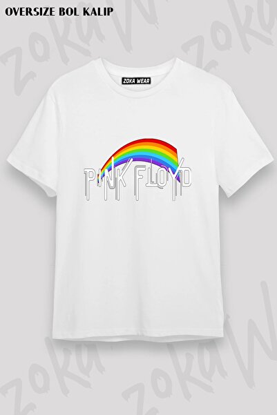ZOKAWEAR تي شيرت مطبوع واسع الحجم للجنسين من Pink Floyd v18