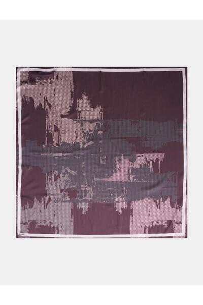 Kayra Brush Pattern Twill Scarf Burgundy
