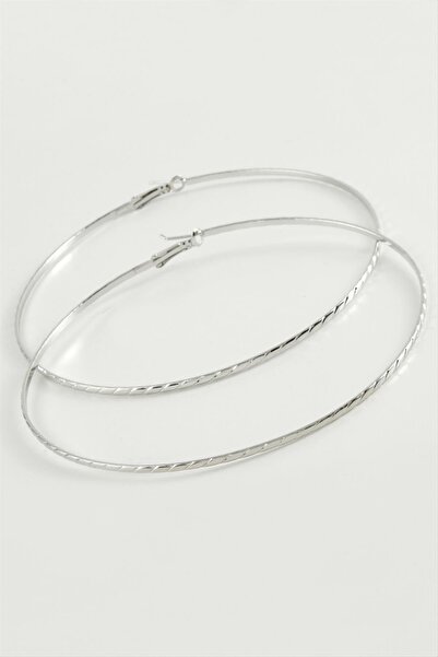 ZERO LAND Svl-Shop Chain Striped Metal Hoop Earrings 8-9-10 (74742) Cm-9 cm