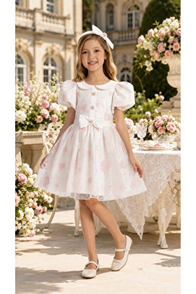 Pamina Girl's Evening Dress Rose Embroidery Organza Watermelon Sleeve Princes...