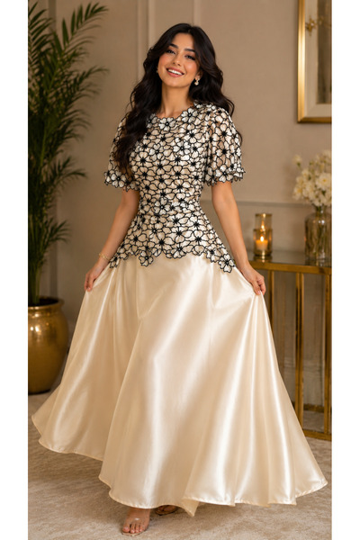 Habiba "Pearl Garden" Dress - Royal Elegance Blooms Like a Rare Flower