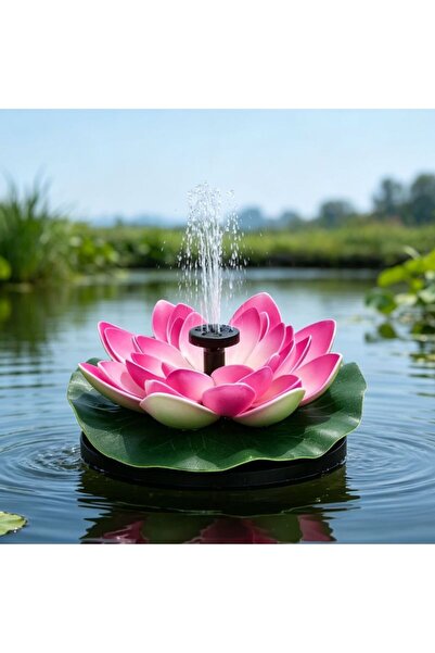 idei Fântână Solară Plutitoare Formă Lotus Roz, Pompa Apă cu Panou Solar Sepa...