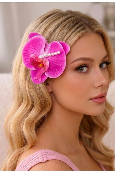 YoncaBiju Aloha Orchid Flower Pearl Detailed Pens Buckle