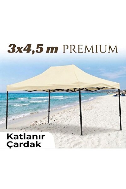 Missidea 3×4,5 Premium Makaslı Katlanır Çardak Krem