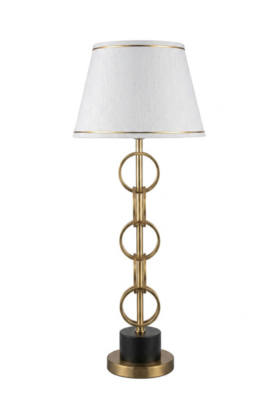 LUMINZO Rabio Gold Luxury Series White Headboard Ring Design Metal Lampshade ...