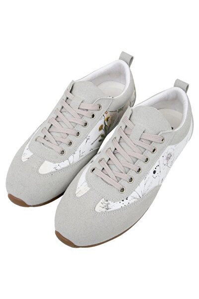 Dogo Women's vegan leather white sneakers - botanical notes design