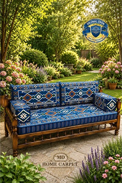 md home carpet Şark Köşesi Sedir Takımı 204 cm Ahşap Çam Ağacı 6 Parça Sünger...