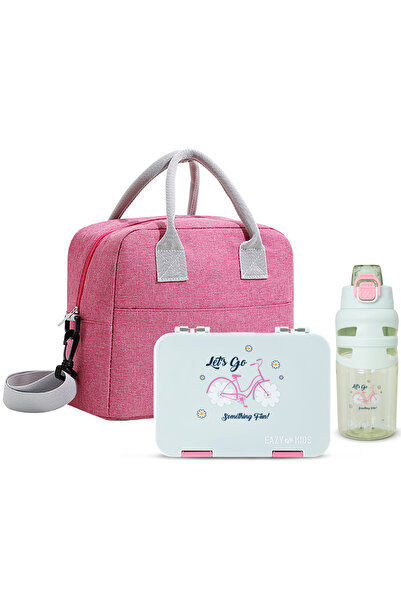 Eazy Kids 4 Compartment Bento Lunch Box w/ Insulated Lunch Bag & Water Bottle...