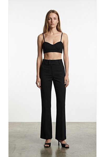Quzu Women's Canvas Trousers Pnt02089 Black