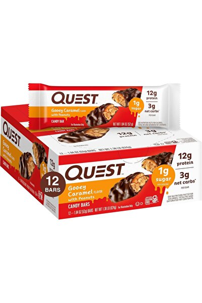 Quest Candy Bars Gooey Caramel with Peanuts (12 Bars)
