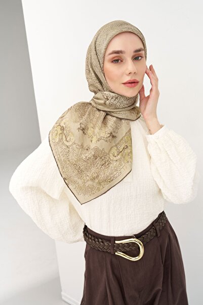 Silk Home وشاح مونار بنقوش عرقية باللون الأخضر الفاتح 90x90