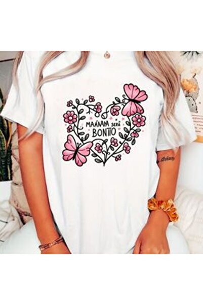 COZYWEAR Heart and Butterfly Printed Oversize T-Shirt