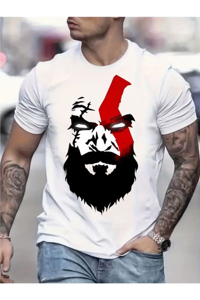 vorena Men's Printed White T-Shirt