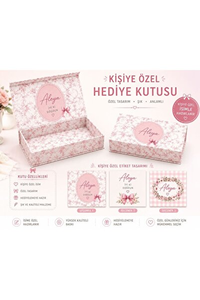 YEAP OFFICE Hediyelik Kişiye Özel Çikolata Kutusu ve Etiket Seti - Doğum Çiko...