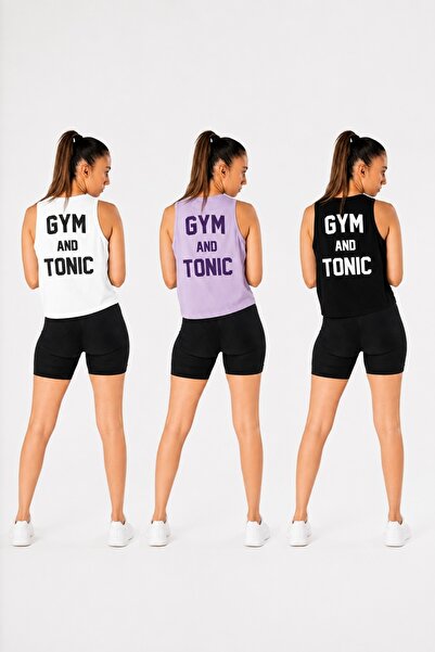 HARSFIT 3-Piece Women's Cropped Tank Set – Gym and Tonic Printed Sports Tank ...