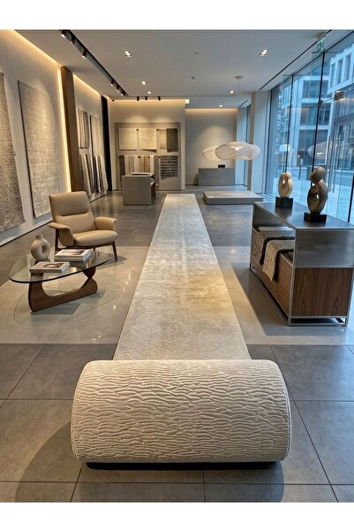 DMR Halıcılık Krem Aksu Fashion Kaymaz Tabanlı Kesme Salon Koridor Mutfak Yık...