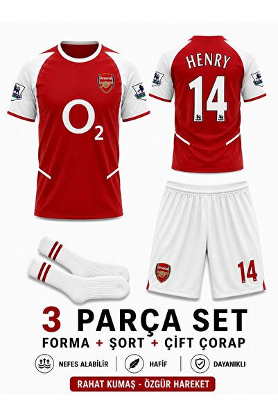 yenteks Henry 14 Arsenal. Kırmızı Çocuk Futbol Forması Çorap Hediyeli