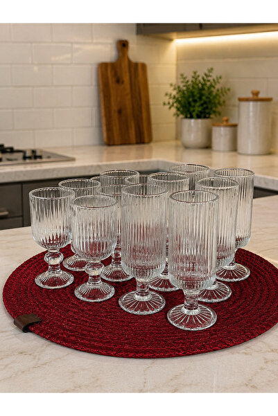 zaTen Pazar Tuya 12 Piece Coffee Cup Set 6 Large 6 Small Glass Cups Set Trans...